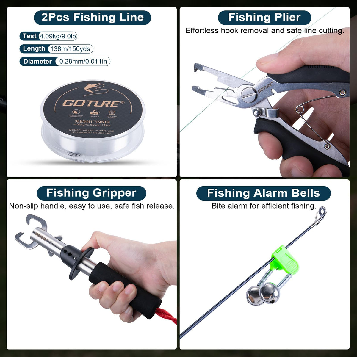 2 Pack Fishing Rod and Reel Combo with Carrier Bag (B1 / 6.2 FT)