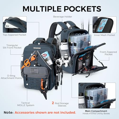 KastMate Fishing Backpack With 2 Rod Holders (E: Dark Gray)