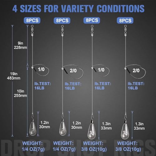 8PCS Ready Tied Drop Shot Rigs for Bass Fishing Drop Shot Hooks Fishing Rig with Drop Shot Weights 1