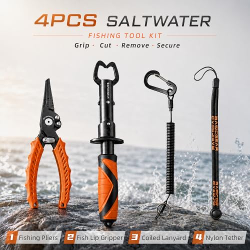 4 Piece Saltwater Fishing Tool Kit (7.5“ Orange Kit)
