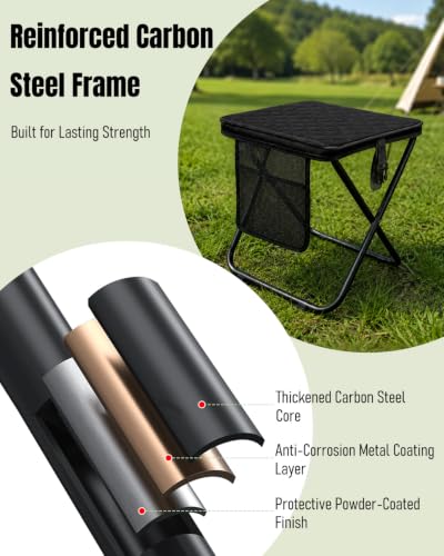 16" Portable Collapsible Stool (Black 2 Packs)