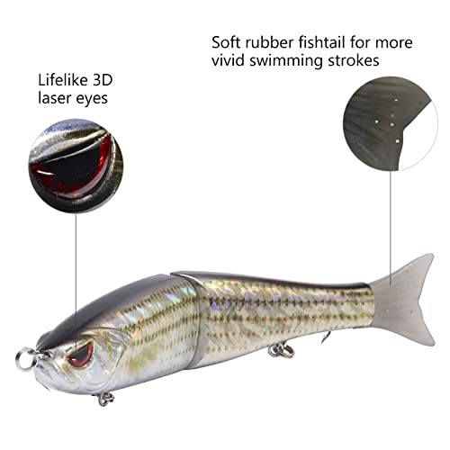 SwimShad Glide Baits Jointed Swimbait Bass Pike Salmon Trout Muskie Fishing Lure (Striper / 7in/2.2oz)