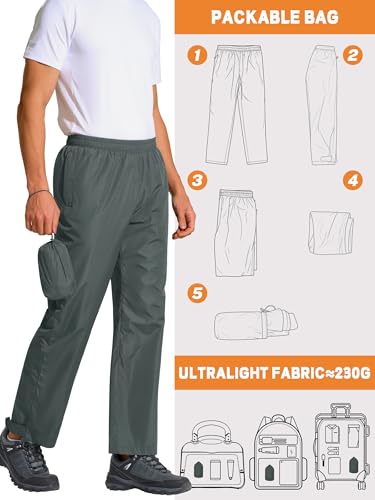Mens Waterproof Pants Rain Over Pant (38W x 30L / Grey)