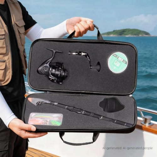Fishing Rod Reel Combo with Telescopic Fishing Pole Spinning Reel Carrier Bag for Travel Saltwater Freshwater Fishing (6.8 ft)