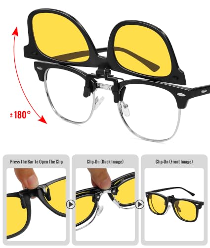 Polarized Clip On Sunglasses for Men Women (3pack-yellow-3)