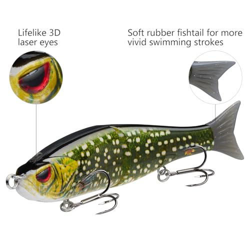SwimShad Glide Baits Jointed Swimbait Bass Pike Salmon Trout Muskie Fishing Lure (Northern Pike / 7in/2.2oz)