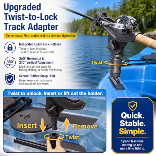 Kayak Track Fishing Rod Holder with Twist