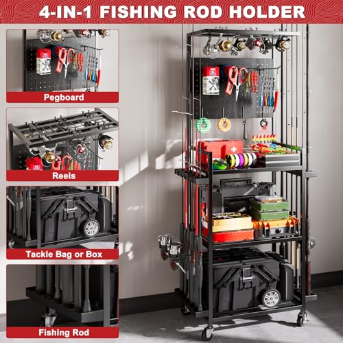 Fishing Rod Holders for Garage (Black)