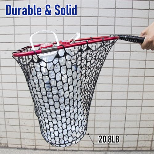 Fishing Landing Net Replacement Rubber Fishing Net Without Handle Foldable Mesh Netting for Freshwater Saltwater