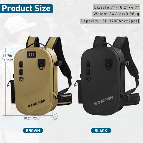 IPX8 Waterproof Fishing Backpack with Rod Holder (Brown)