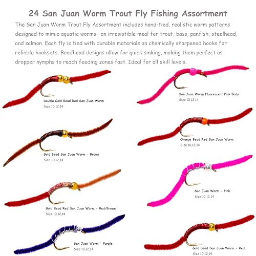 24/36/50/66 Premium Hand Tied Fly Fishing Flies Assortment | Waterproof Fly Boxes | Dry, Wet, Nymphs, Streamers, Wooly Buggers, Terrestrials | Trout, Bass Lure Set, Kit, Gift