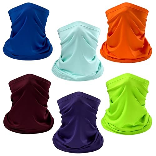 6 Pack UPF 50+ Neck Gaiter Breathable Quick Dry Outdoor Face Mask