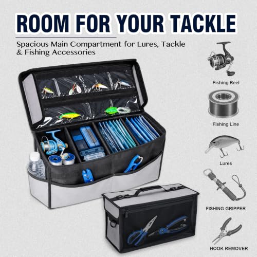 Fishing Tackle Bag for Soft Plastic Bait Storage (Grey)