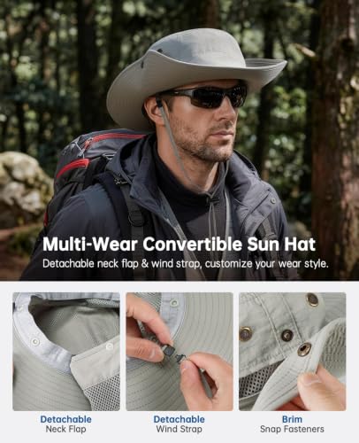 Fishing Sun Hats for Men Women (Large / Light Grey)