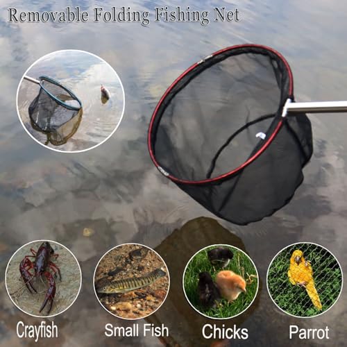 Fishing Nets 2 Pack Removable Lightweight Landing Net with Stainless Steel Pole Handle for Catching and Releasing Butterfly Nets (40cm Blue+red)