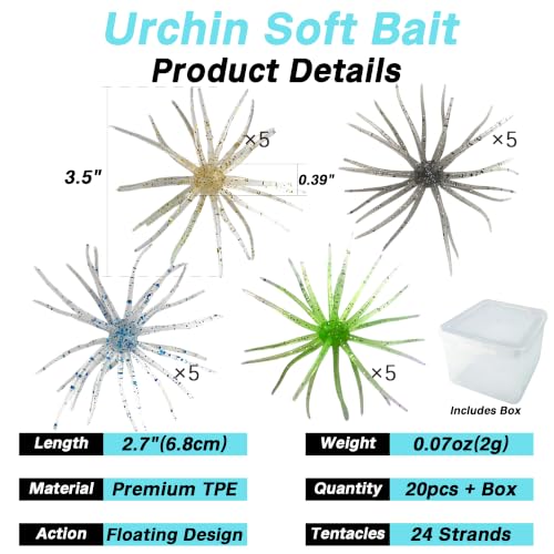 Urchin Bait for Bass Fishing (Finesse Mix - 2.7" - 20PCS)