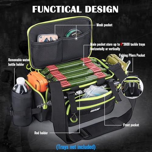 Fishing Tackle Bag (C1:Black Green(Without Trays) / Small)