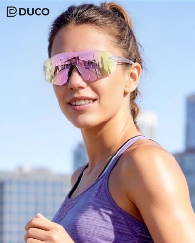 Rimless Running Cycling Sunglasses for Men Women UV400 (Pink)