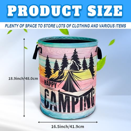 Happy Camping Laundry Basket Mountains Forest Oxford Cloth Laundry Hamper (Happy Camping)