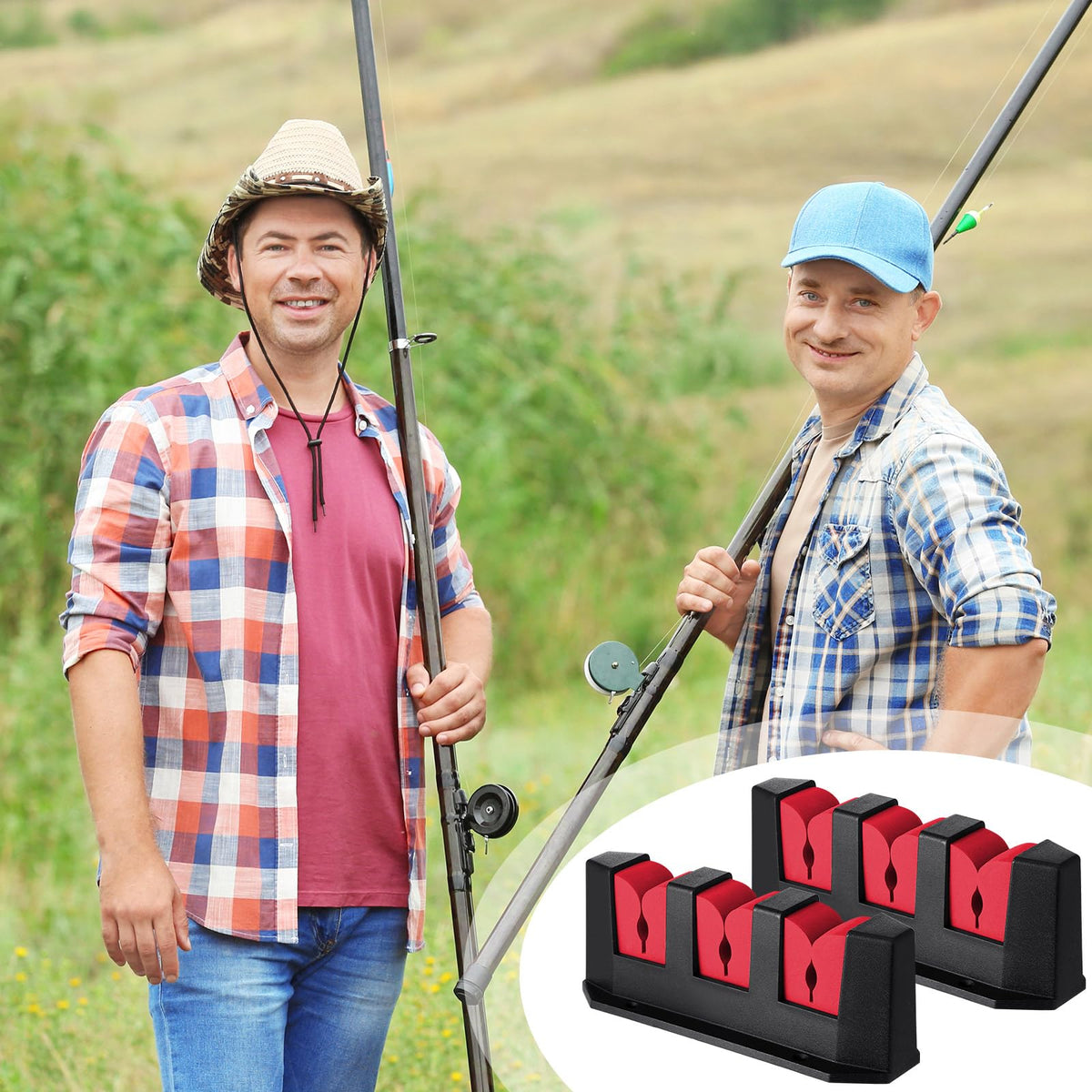 4 Pcs Rod Holders Fishing Boat Pole Holder (Red / 7.8 Inch)