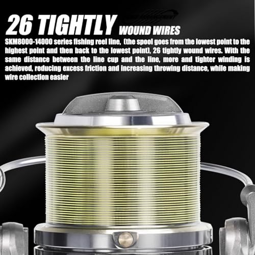 Heavy Duty Spinning Reel Metal Body with CNC Machined Spool 55LB Max Drag 6+1 BB Ultra Smooth 4.8 (SKM10000 / Large)
