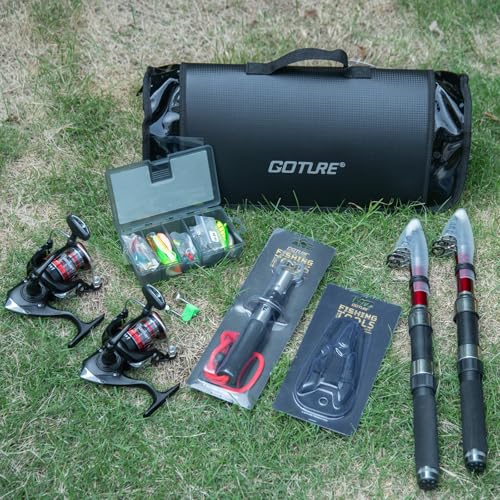 2 Pack Fishing Rod and Reel Combo with Carrier Bag (A5 / 8 FT)