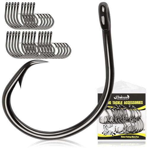 Circle Hooks Saltwater 3X Strong Circle Fishing Hooks for Catfish in (8/0-25pcs)