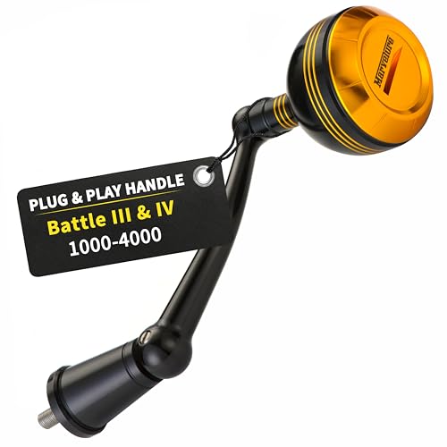 Foldable Power Handle for Penn Battle II III IV (Black Gold / For Battle 1000-4000 Thread (Classic Version))