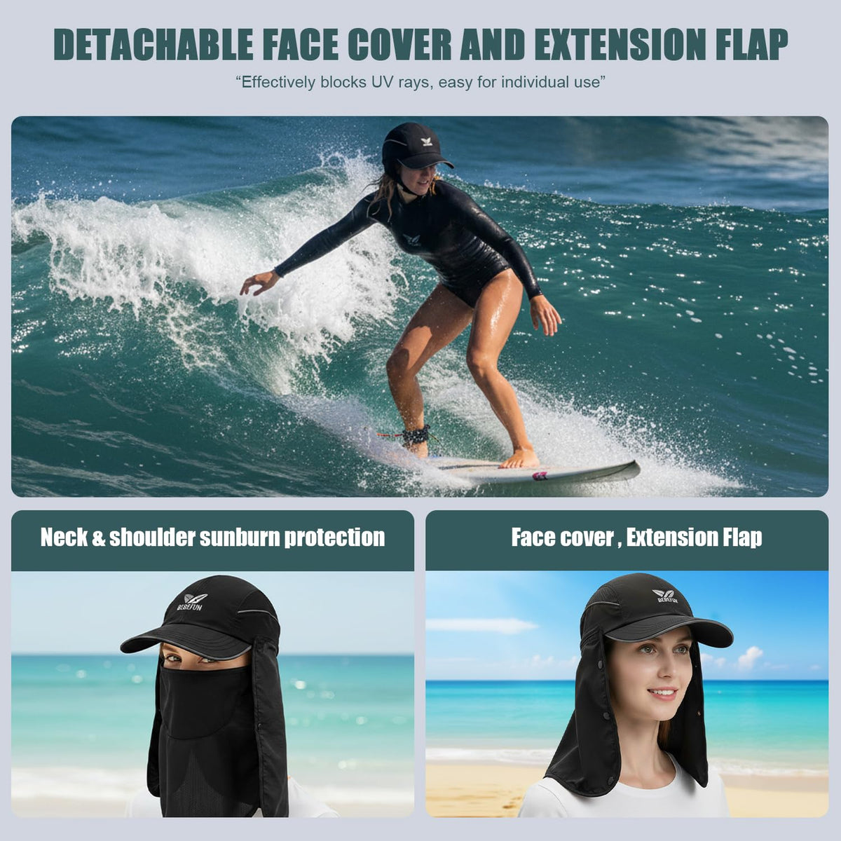 Surf Helmet Hat (Black / Large)