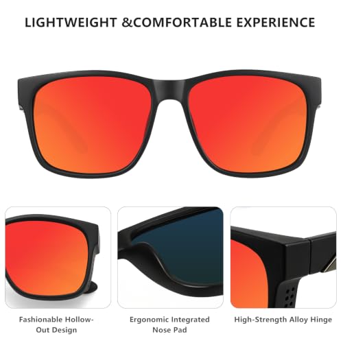 Polarized Sunglasses for Men Women (3pack Black/Blue/Red)