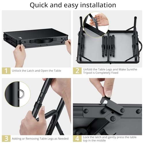 2ft Folding Camping Table (Pure Black / 24" x 16" x 26.3")