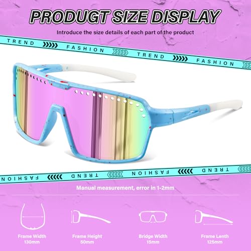 3Pack Polarized Kids Sunglasses UV400 for Youth Softball Running Cycling (7425-blue)