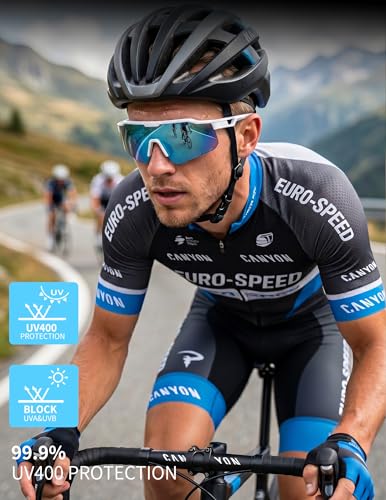 Cycling Sunglasses for Men Women (White Blue)