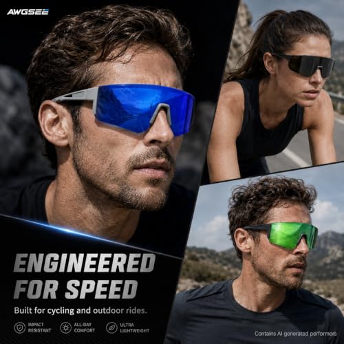 3 Pack Polarized Sports Sunglasses UV400 (A3-black+green+grey Blue)