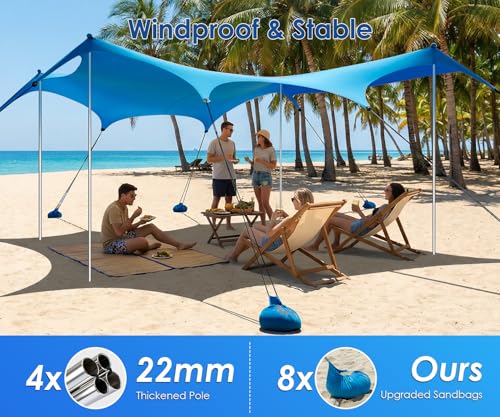 Beach Tent 14x11 FT UPF 50+ Sun Shelter
