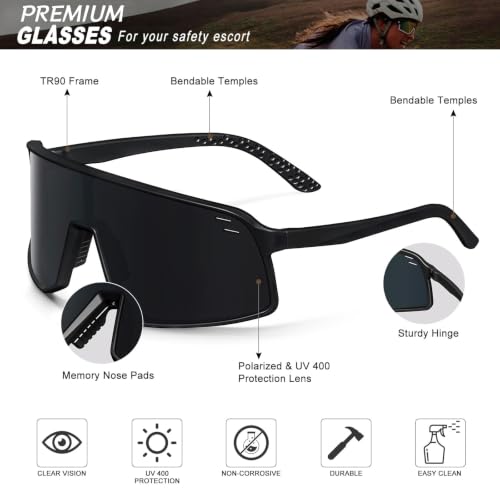 Sunglasses for Men Women (Black &Grey Lens)