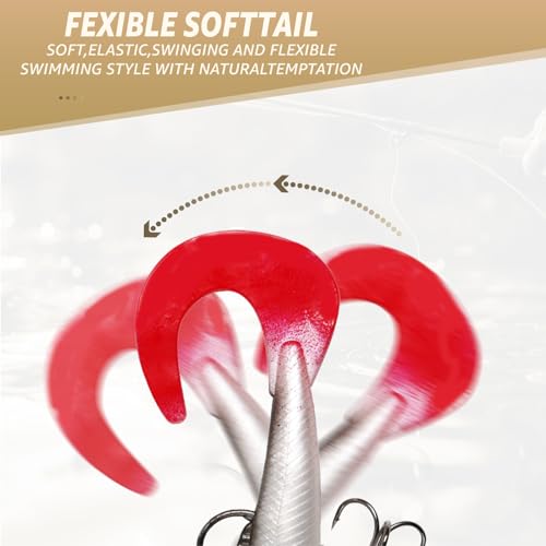 Soft Fishing Lures Shad Minnow Swimbaits (T-tail+curly Tail)