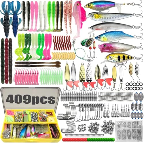 CATCHRO 409 Pcs Fishing Lure Kit & Tackle Box Set