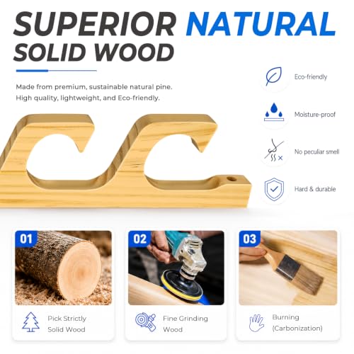 H5W Solid Wood Fishing Rod Holder (Natural Wood / 1pack holds up 5 rods)