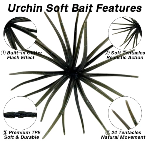 Urchin Bait for Bass Fishing (Classic Bass Mix - 3.5" - 15PCS)