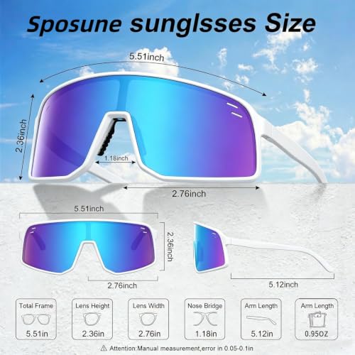Sunglasses for Men Women (White &Ice Blue Lens)