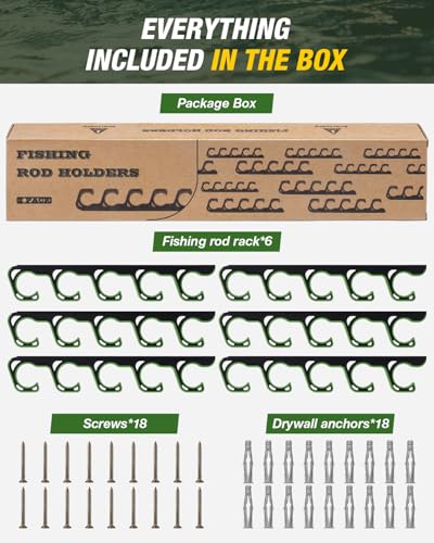 Fishing Rod Rack (Green / 3 pack holds up 15 rods)