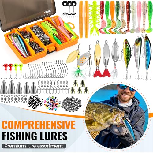 Fishing Rod and Reel Combo Pole Gear Kit Telescopic Beginner (Grey Rod &137pcs Tackle (5.91 ft))