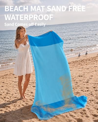 Beach Blanket Sandproof 83x79IN (Tealblue / 79" X 83"（1-4person）)