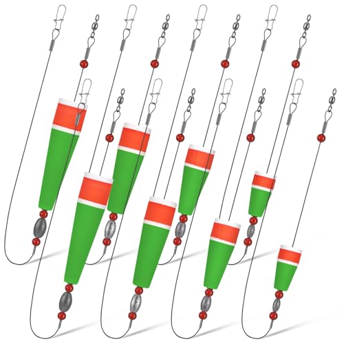 8 Pcs Popping Corks Floats for Saltwater Fishing Bobbers Popping Cork Weighted Floats with 4 Size Fishing Tackle Cork Float Rig Rattle Tackle for Saltwater Redfish