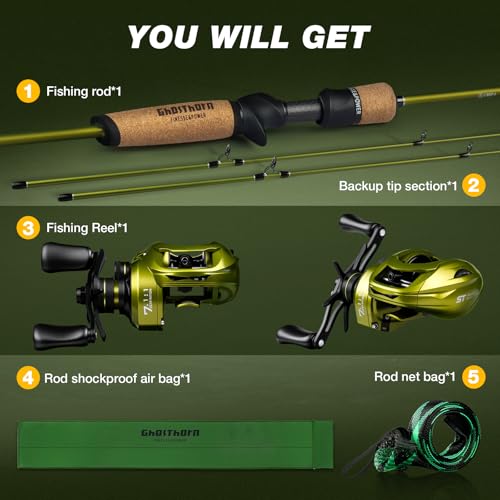 Fishing Rod and Reel Combo (6'8" / Left Handed With Extra Tip)