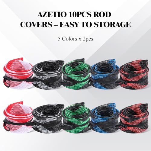 10Pcs Fishing Rod Sleeves Rod Socks (For Casting Rod up to 7.5 ft / 5 Colors)