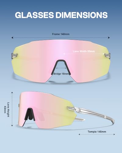 Rimless Running Cycling Sunglasses for Men Women UV400 (Pink)