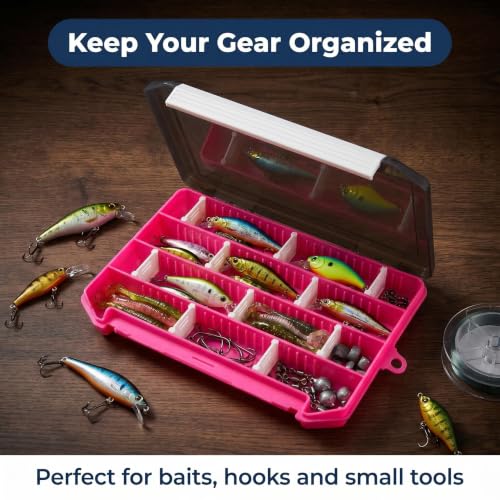 2 Pack Fishing Tackle Boxes (2 Pack Pink(Size: 8" L x 5.5" W x 1" H))