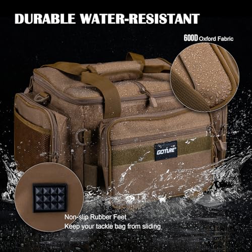 Fishing Tackle Bag with 2PCS 3700 Tackle Boxes (B1:Khaki with 2 3700 Tackle Boxes / Medium)